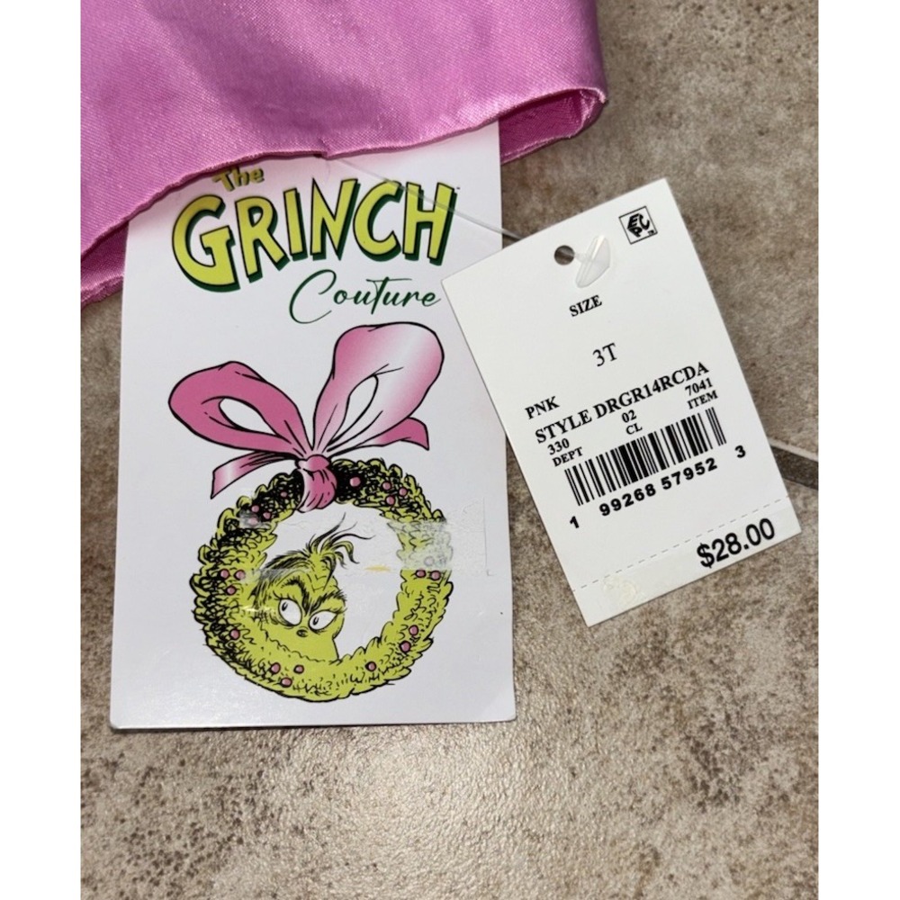 The Grinch Couture Cindy Lou Who Pink Tutu Dress Red Bow Christmas 3T DRGR14RCDA - Picture 2 of 5